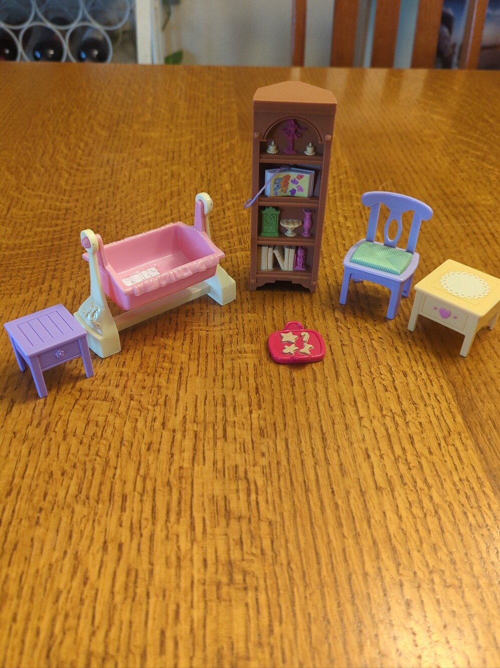Vintage Loving Family Doll House Furniture Replacement Lot │Bookshelf, Cradle